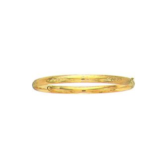14 Karat Yellow Gold 5.0mm 7 Inch Florentine Round Dome Classic Bangle