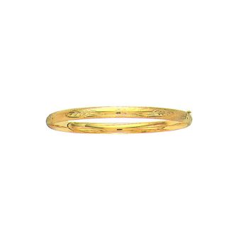 14 Karat Yellow Gold 5.0mm 8 Inch Florentine Round Dome Classic Bangle