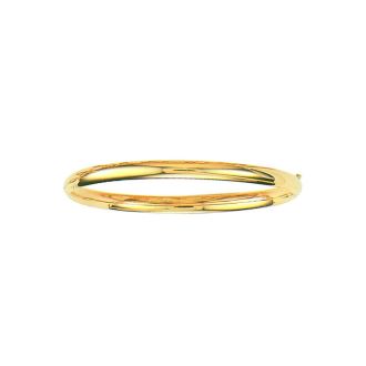 14 Karat Yellow Gold 5.0mm 8 Inch Plain Shiny Round Dome Classic Bangle