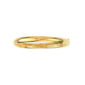 14 Karat Yellow Gold 6.0mm 8 Inch Plain Shiny Round Dome Classic Bangle