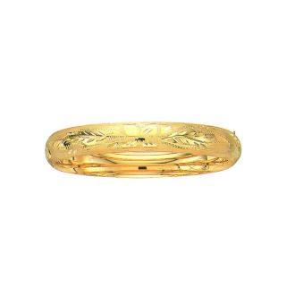 14 Karat Yellow Gold 10.0mm 7 Inch Florentine Round Dome Classic Bangle