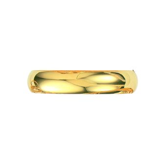 14 Karat Yellow Gold 13.5mm 8 Inch Plain Shiny Round Dome Classic Bangle