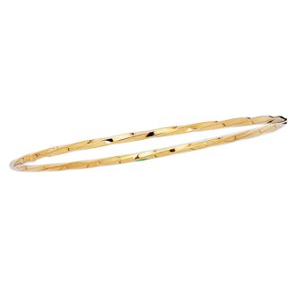 14 Karat Yellow Gold 2.50mm 8 Inch Shiny Twisted Round Tube Stackable Bangle