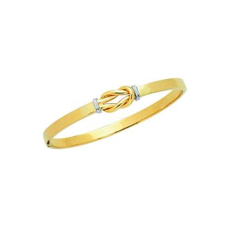 14 Karat Yellow & White Gold 4.75mm 7 Inch Shiny Loop-Top Fancy Bangle