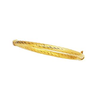 14 Karat Yellow Gold 5.0mm 7 Inch Shiny Twisted Fancy Bangle