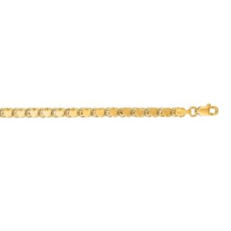 14 Karat Yellow Gold 3.3mm 10 Inch Diamond-Cut Heart Ring Chain Anklet