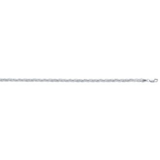 14 Karat White Gold 3.5mm 10 Inch Diamond Cut Braided Fox Chain Anklet