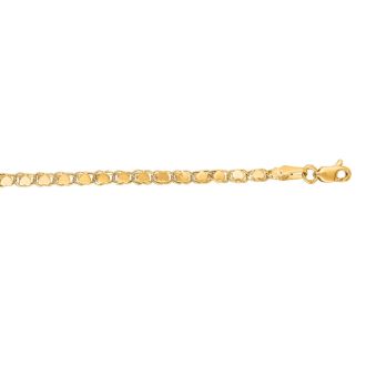 14 Karat Yellow Gold 2.9mm 5.50 Inch Children's Diamond Cut Heart Ring Chain Bracelet