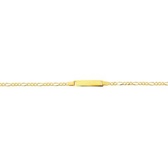 14 Karat Yellow Gold 6 Inch Children's Shiny Classic Figaro ID Bracelet