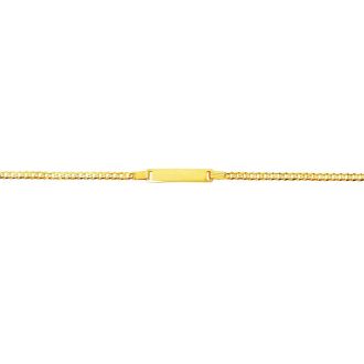 14 Karat Yellow Gold 6 Inch Children's Shiny Curb Link ID Bracelet