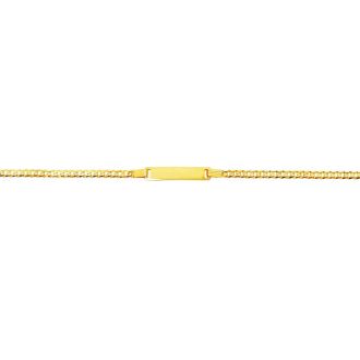 14 Karat Yellow Gold 6 Inch Children's Shiny Curb Link ID Bracelet