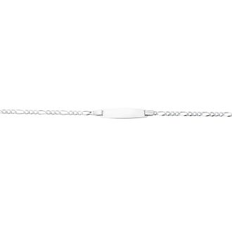 14 Karat White Gold 6 Inch Children's Shiny Classic Figaro ID Bracelet