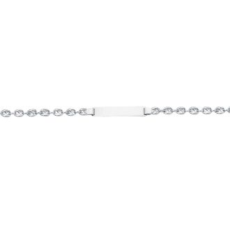 14 Karat White Gold 6 Inch Children's Shiny Puffed Mariner Link ID Bracelet