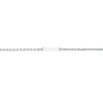 14 Karat White Gold 6 Inch Children's Shiny Heart Link ID Bracelet