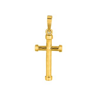 14 Karat Yellow Gold Shiny Small Fancy Cross Pendant