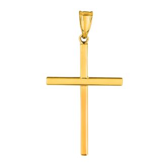 14 Karat Yellow Gold All Shiny Small Cross Pendant