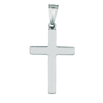 14 Karat White Gold All Shiny Small Cross Pendant