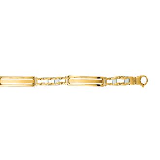 14 Karat Yellow & White Gold 8.25 Inch Shiny Men's Fancy Bracelet