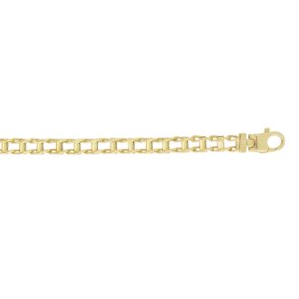 14 Karat Yellow Gold 5.0mm 8.50 Inch Shiny Railroad Style Men's Fancy Bracelet
