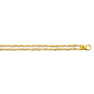 14 Karat Yellow & White Gold 8.50 Inch Railroad Type Men's Bracelet