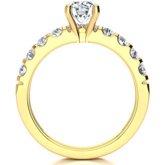 2 Carat Round Center Engagement Ring and Wedding Band Set In 14K Yellow Gold