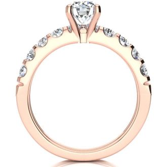 2 Carat Round Center Engagement Ring and Wedding Band Set In 14K Rose Gold
