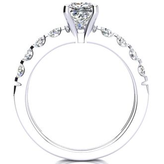 2 Carat Princess Center Engagement Ring and Wedding Band Set In 14K White Gold