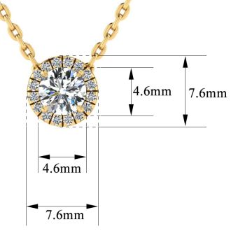 1/2ct Halo Diamond Necklace In 14K Yellow Gold