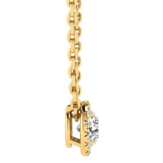 7/8ct Halo Diamond Necklace In 14K Yellow Gold
