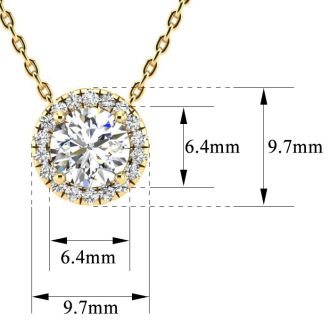 1 1/5ct Halo Diamond Necklace In 14K Yellow Gold