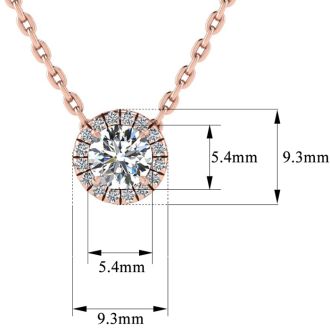 7/8ct Halo Diamond Necklace In 14K Rose Gold