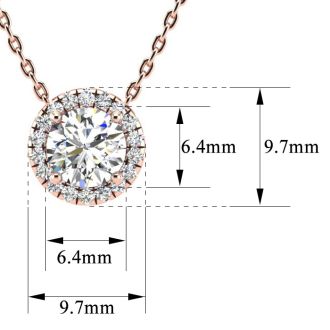 1 1/5ct Halo Diamond Necklace In 14K Rose Gold