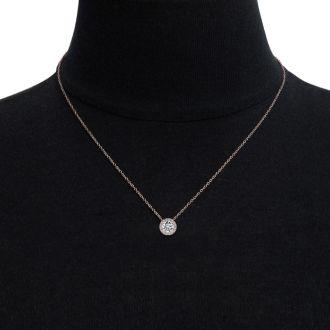 1 1/5ct Halo Diamond Necklace In 14K Rose Gold