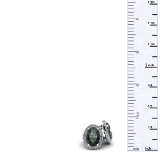 1 1/4 Carat Oval Shape Mystic Topaz and Halo Diamond Stud Earrings In 14 Karat White Gold