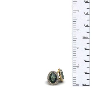 1 1/4 Carat Oval Shape Mystic Topaz and Halo Diamond Stud Earrings In 14 Karat Yellow Gold