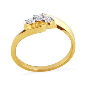 1/5ct Three Diamond Ring in 10k Yellow Gold