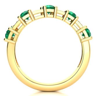 1 1/3 Carat Emerald and Diamond Journey Band Ring in 10K Yellow Gold