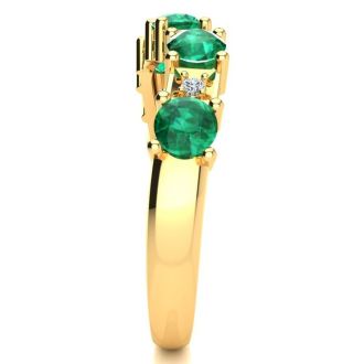 1 1/3 Carat Emerald and Diamond Journey Band Ring in 10K Yellow Gold