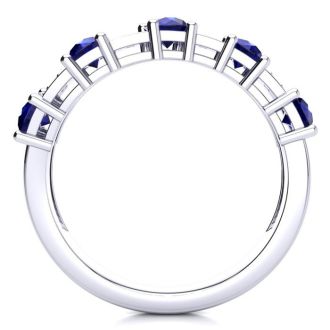 1 1/2 Carat Sapphire and Diamond Journey Band Ring in 10K White Gold