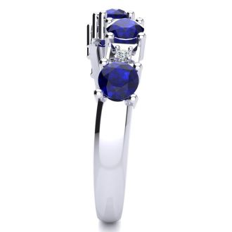1 1/2 Carat Sapphire and Diamond Journey Band Ring in 10K White Gold