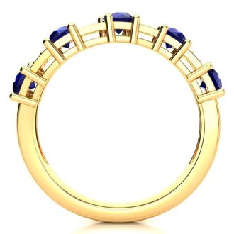 1 1/2 Carat Sapphire and Diamond Journey Band Ring in 10K Yellow Gold