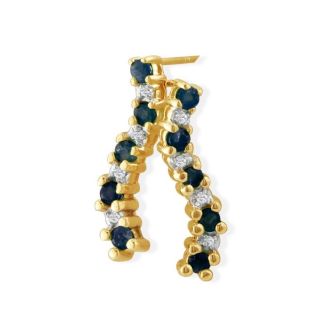 1/2ct Sapphire Journey Diamond Earrings in 10k Yellow Gold