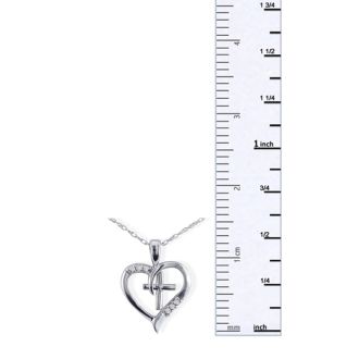 .03ct Cross Diamond Heart Pendant in 10k White Gold