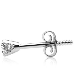 12 Point Single Diamond Stud Earring In 14 Karat White Gold