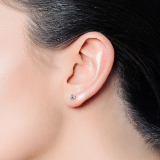 3/8 Carat Single Diamond Stud Earring In 14 Karat White Gold