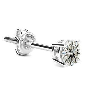 1/2 Carat Single Diamond Stud Earring In 14 Karat White Gold