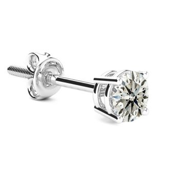 2/3 Carat Single Diamond Stud Earring In 14 Karat White Gold
