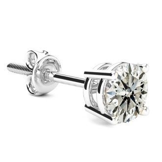 1 Carat Single Diamond Stud Earring In 14 Karat White Gold