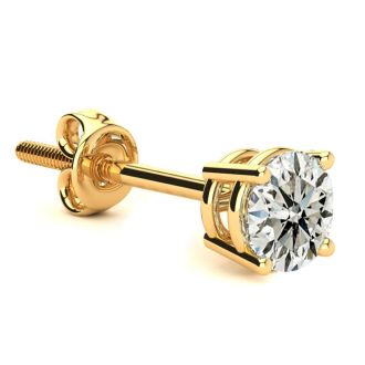 3/4 Carat Single Diamond Stud Earring In 14 Karat Yellow Gold