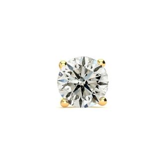 1 Carat Single Diamond Stud Earring In 14 Karat Yellow Gold